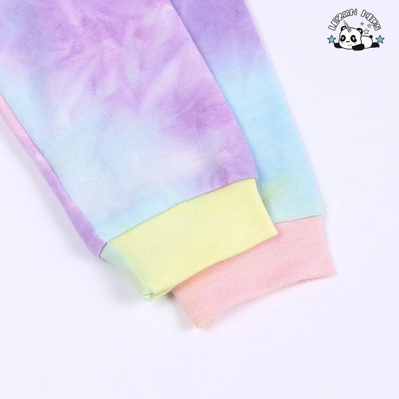 LEZONKIDS - Customized Hot Sale Tie Dye Printed Tops and Pants 2 Pcs Suit Boys Hoodie Set for Kids Clothing
